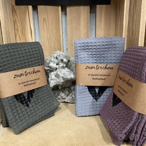 Emera Waffelpiqué Geschirrhandtuch => In den Farben Mauve, Anthrazit & Oliv