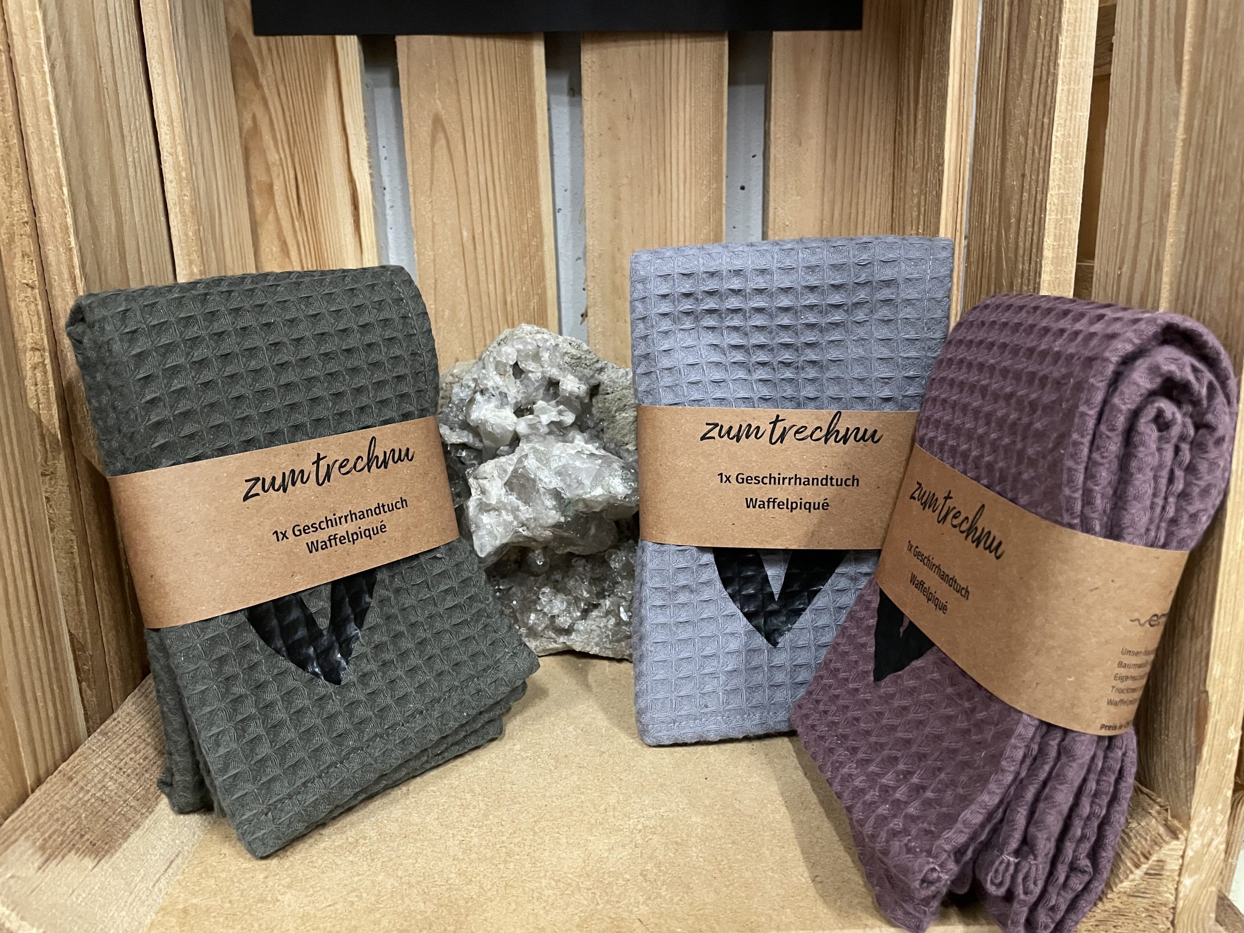Emera Waffelpiqué Geschirrhandtuch => In den Farben Mauve, Anthrazit & Oliv